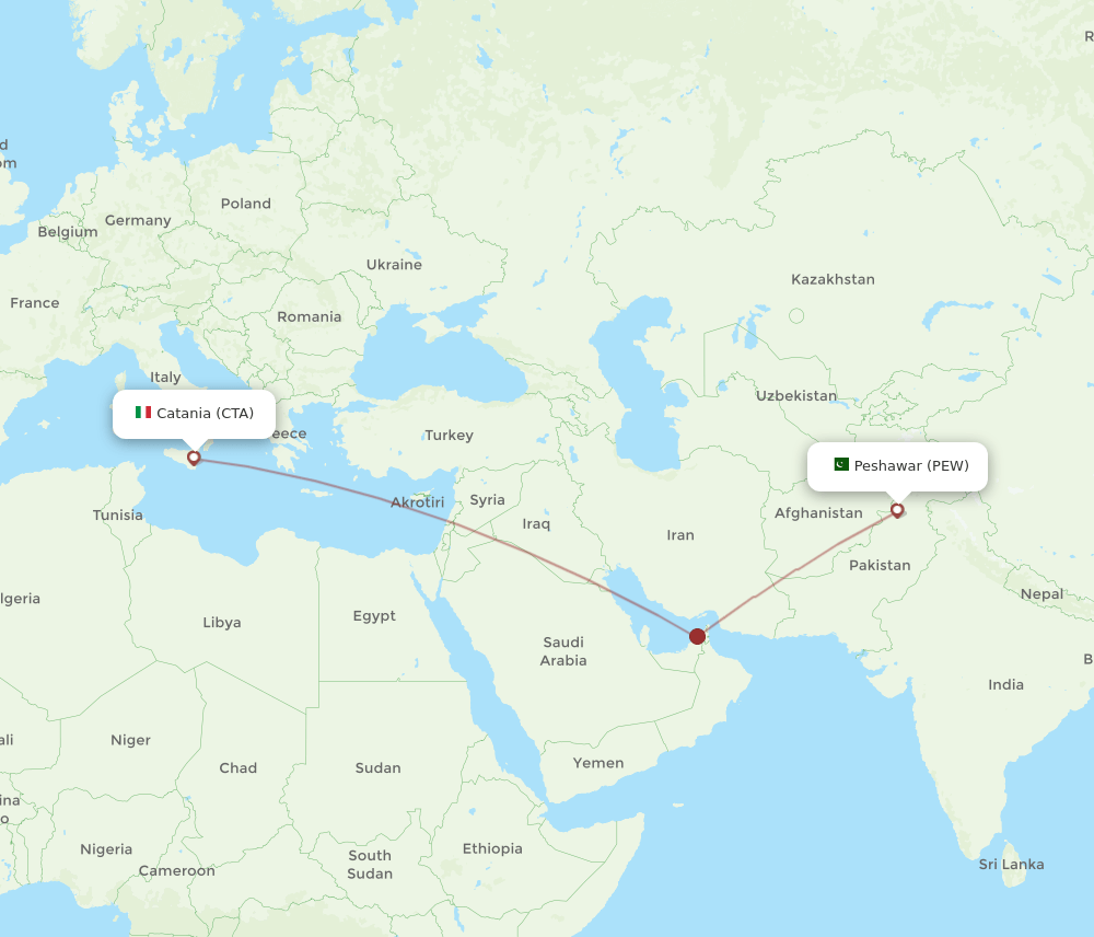 PEW-CTA flight routes