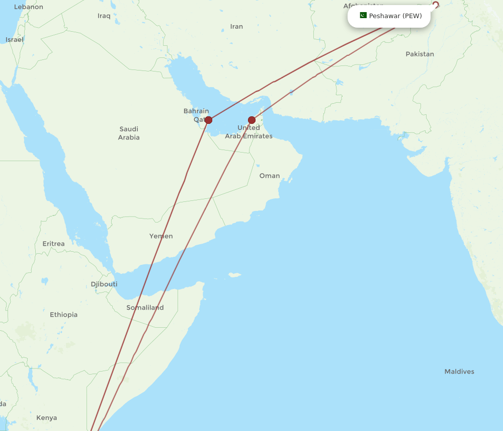 PEW to DAR flights and routes map