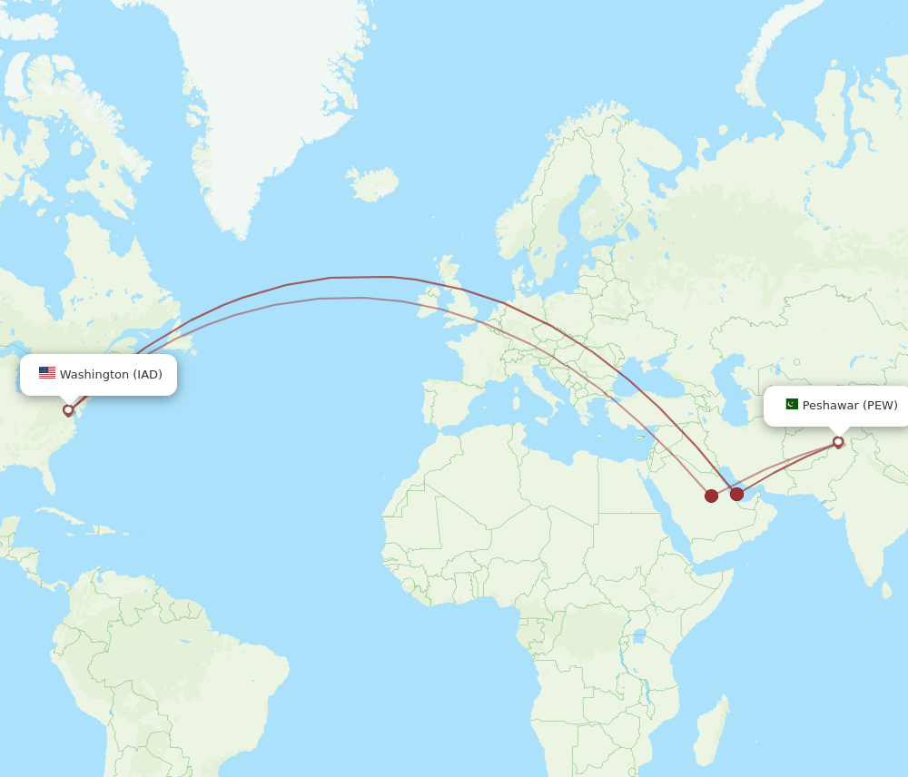 PEW-IAD flight routes