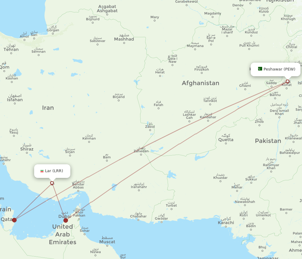 PEW to LRR flights and routes map