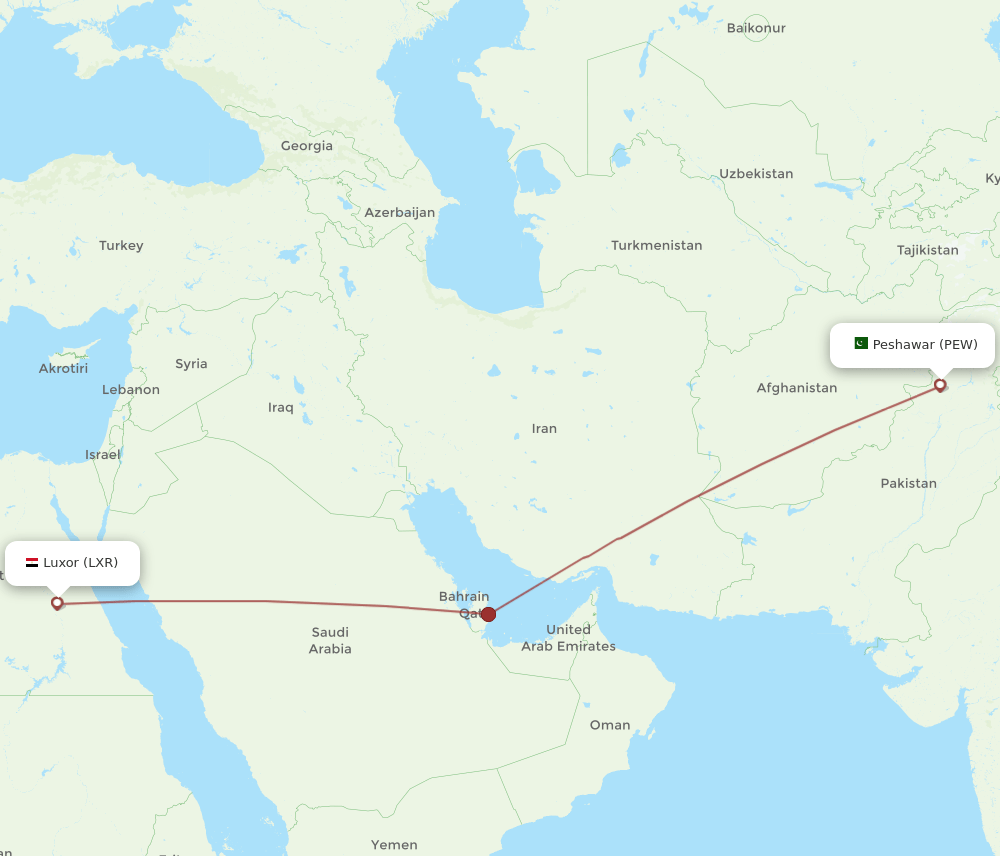 PEW-LXR flight routes