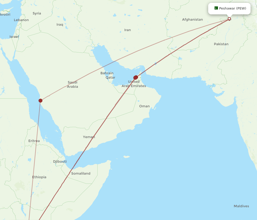 PEW-NBO flight routes