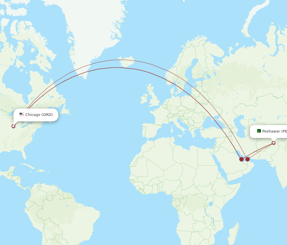 PEW-ORD flight routes
