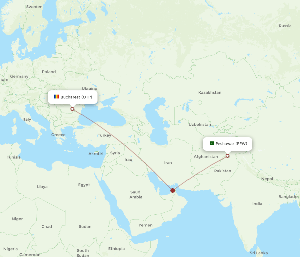 PEW-OTP flight routes