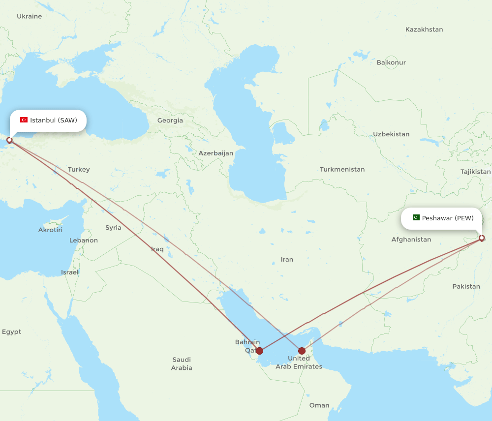 PEW to SAW flights and routes map