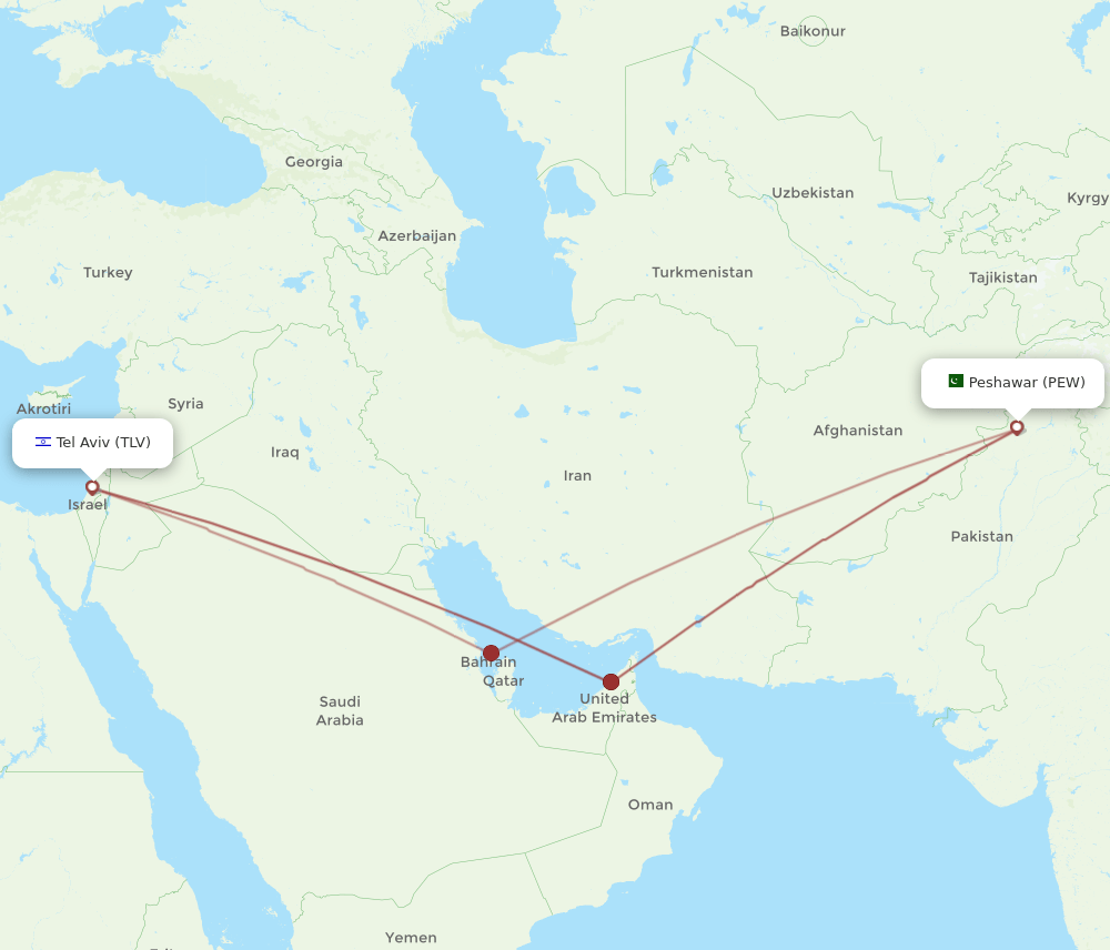 PEW-TLV flight routes