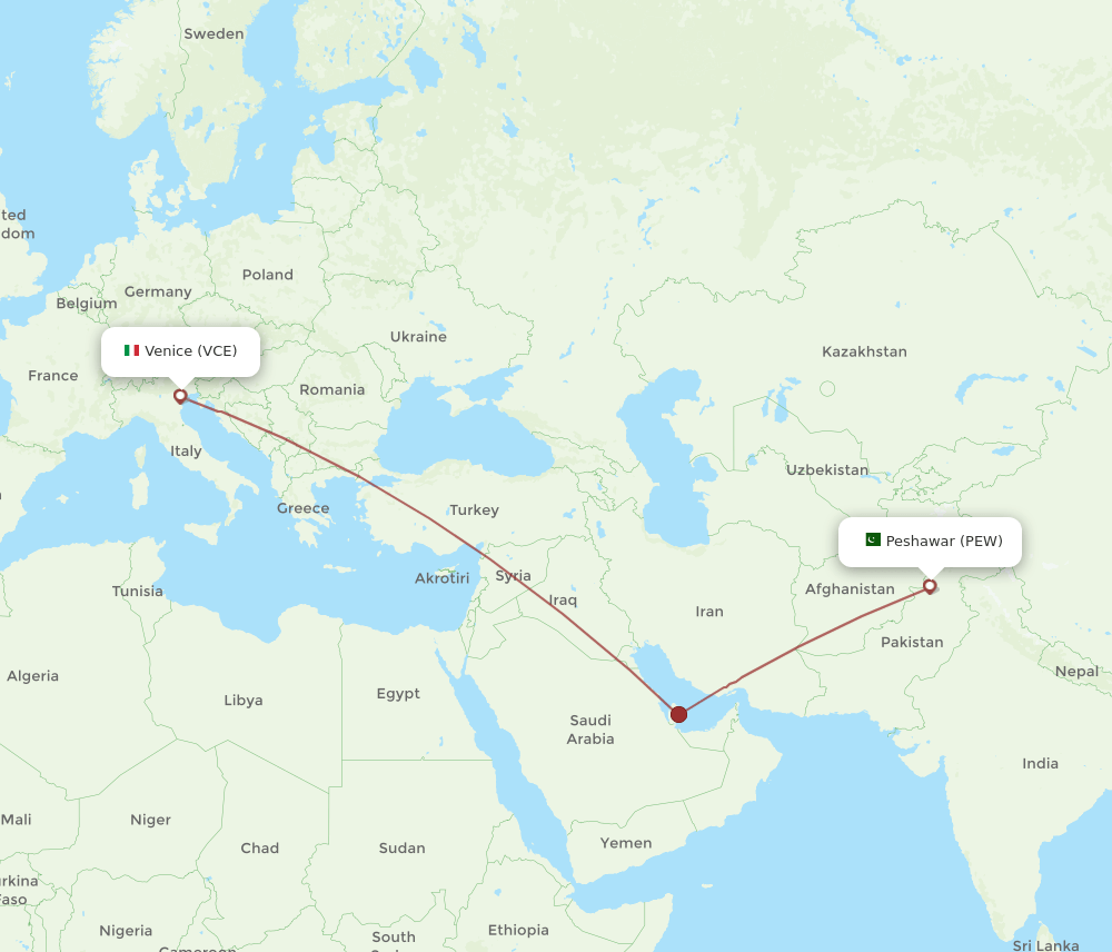 PEW-VCE flight routes