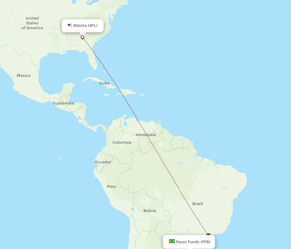 PFB to ATL flights and routes map
