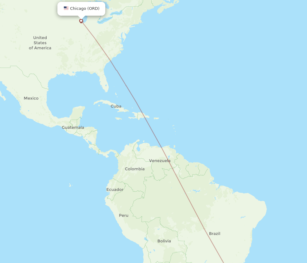 PFB to ORD flights and routes map