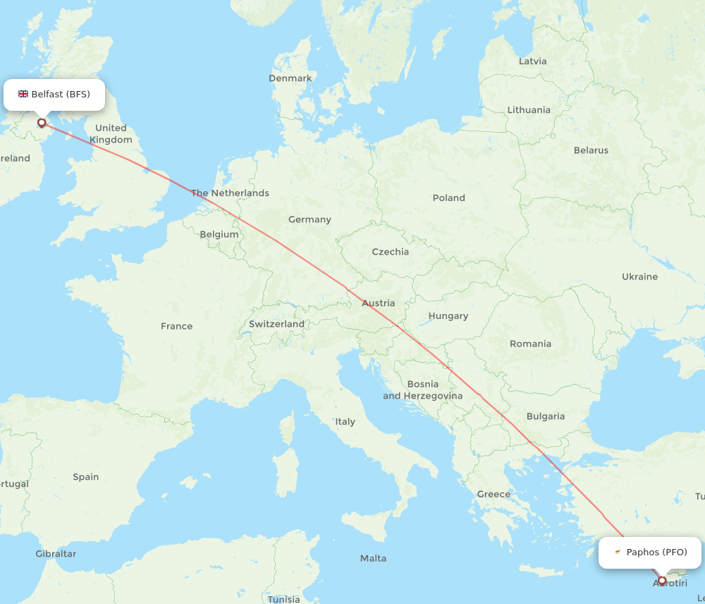 PFO to BFS flights and routes map