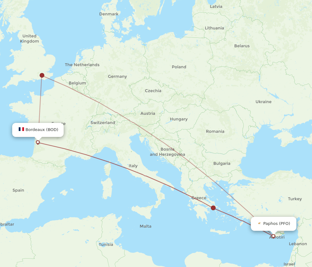PFO to BOD flights and routes map