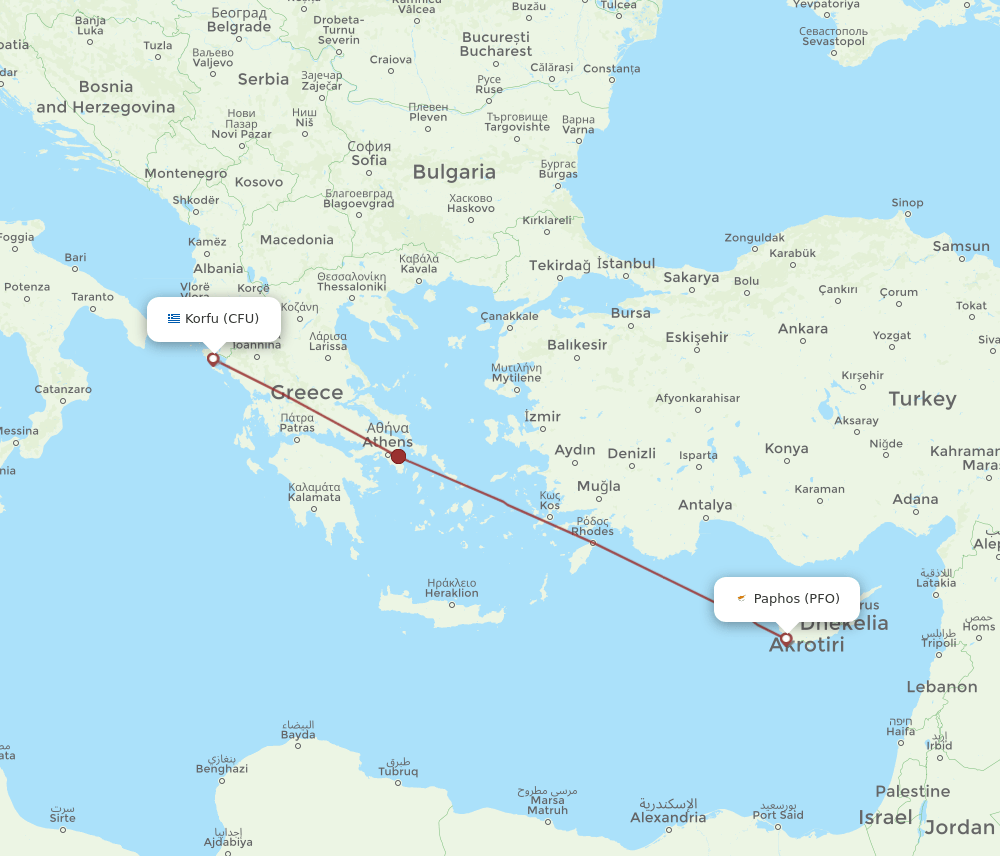 PFO-CFU flight routes