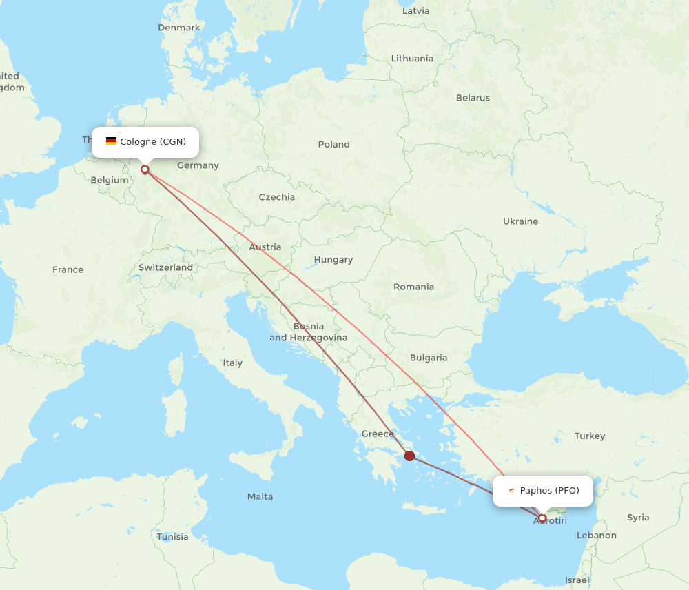 PFO-CGN flight routes