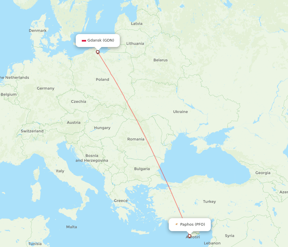 PFO-GDN flight routes