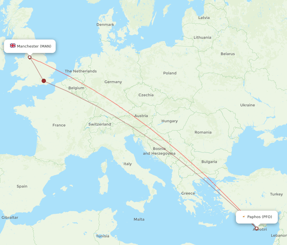 PFO-MAN flight routes