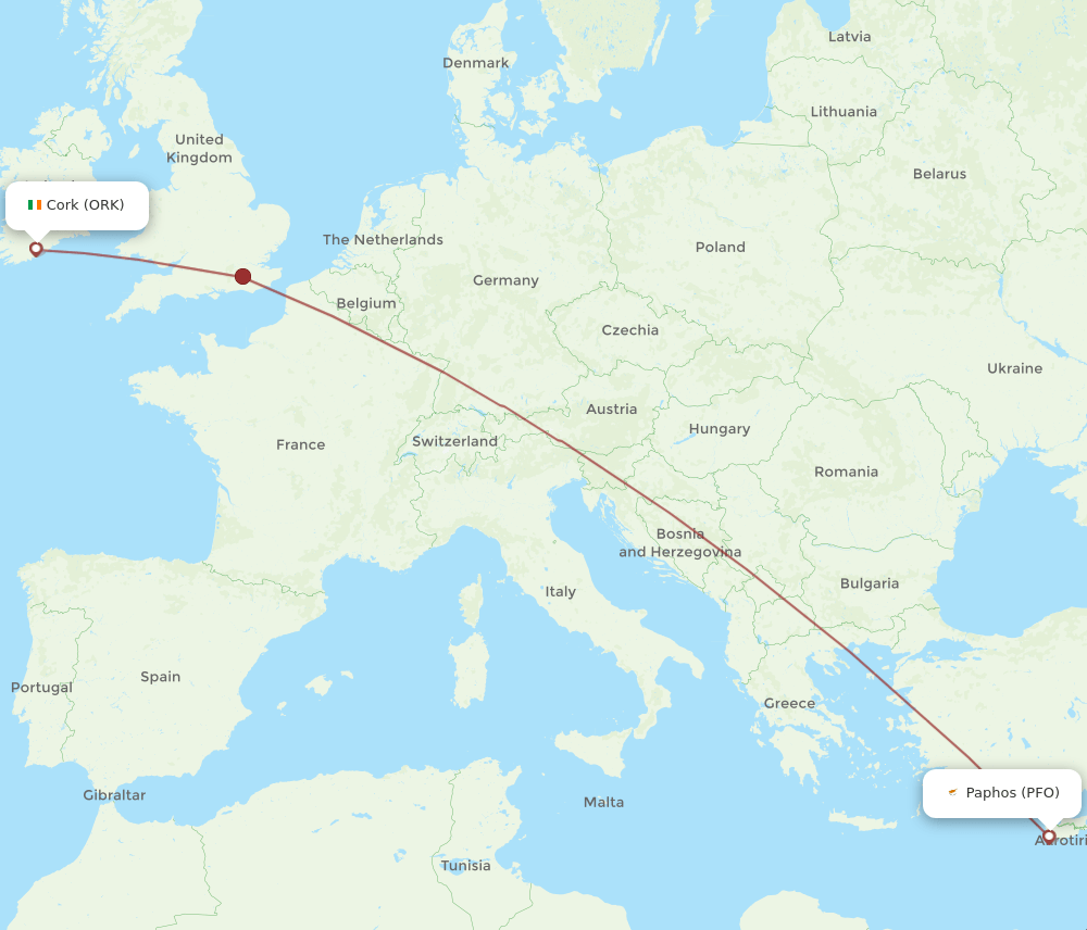 PFO-ORK flight routes