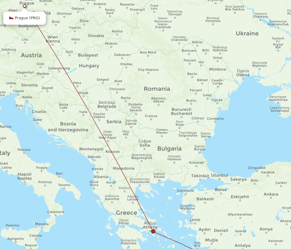 PFO-PRG flight routes