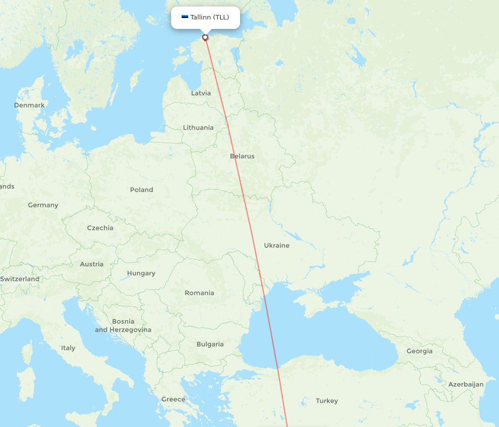 Paphos - Tallinn route map and flight paths