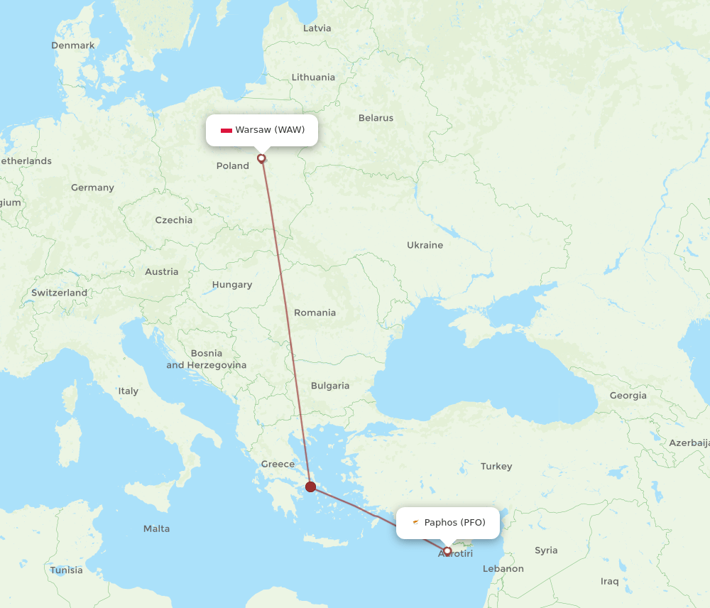 PFO-WAW flight routes