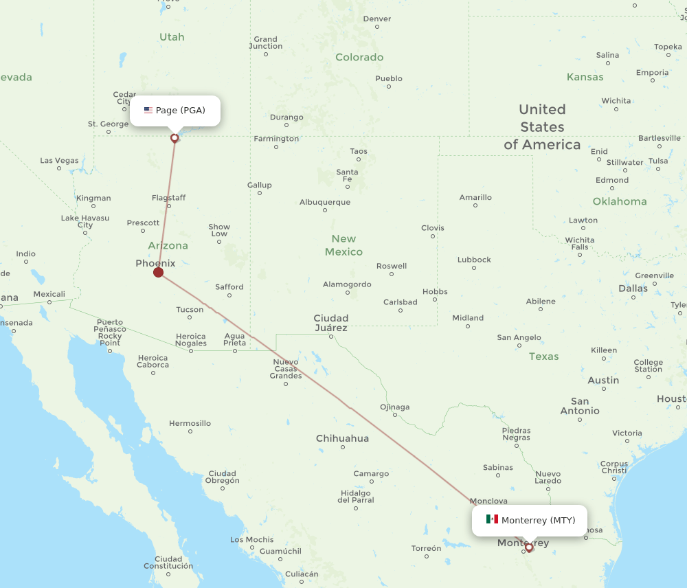 PGA to MTY flights and routes map