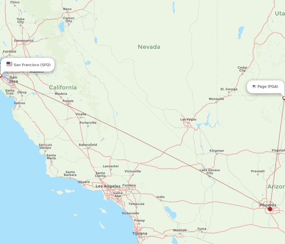 PGA-SFO flight routes