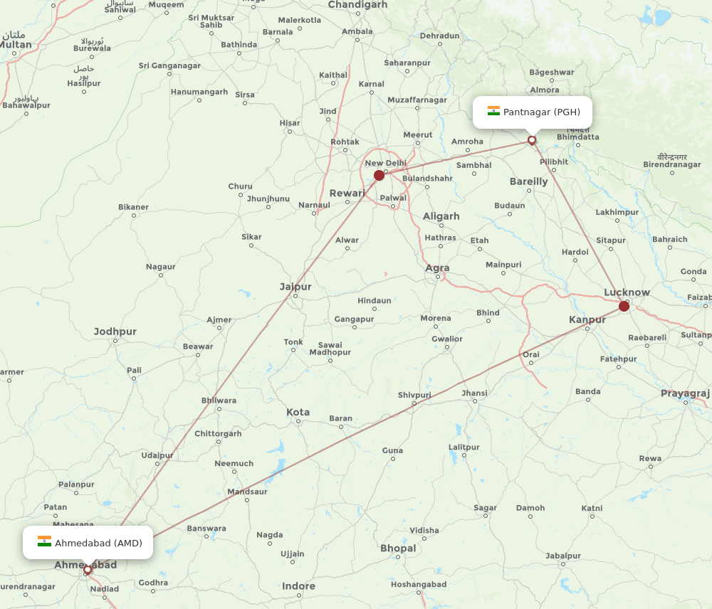 PGH-AMD flight routes