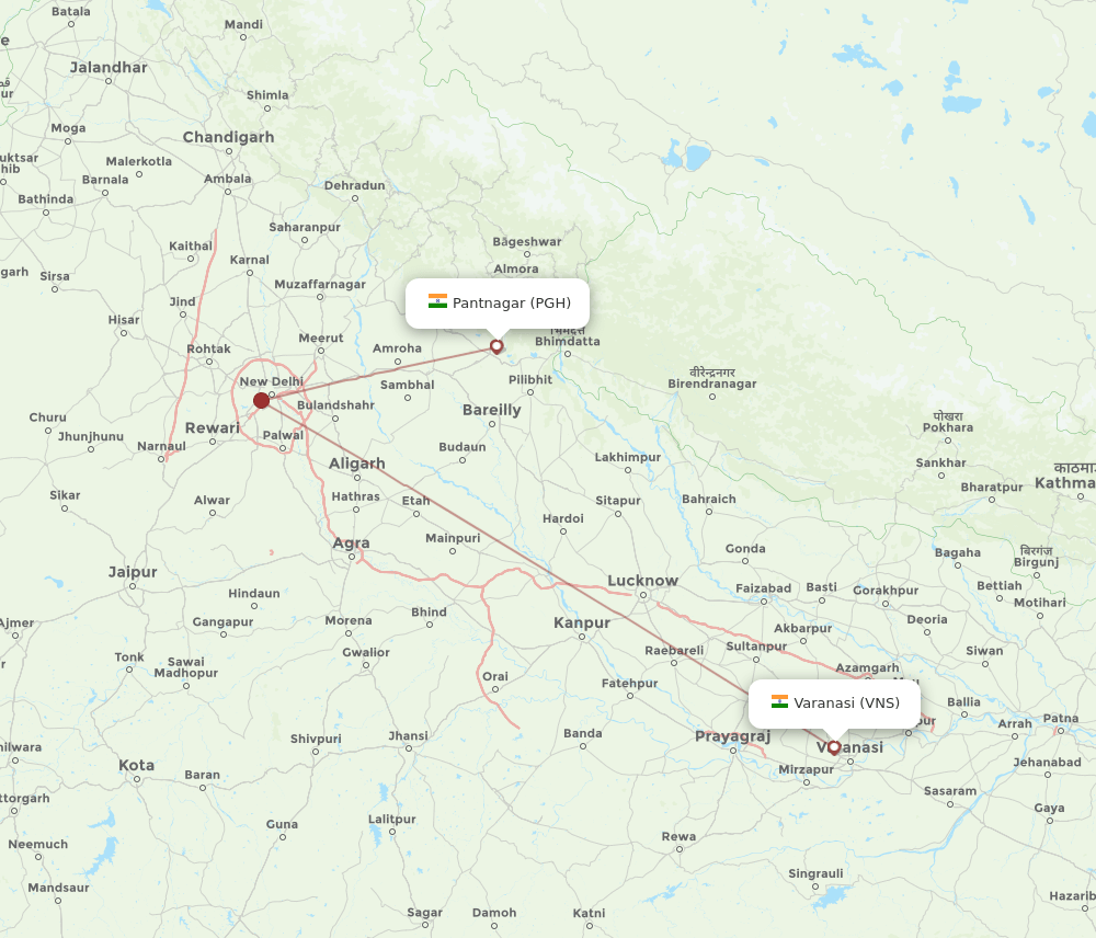 PGH-VNS flight routes