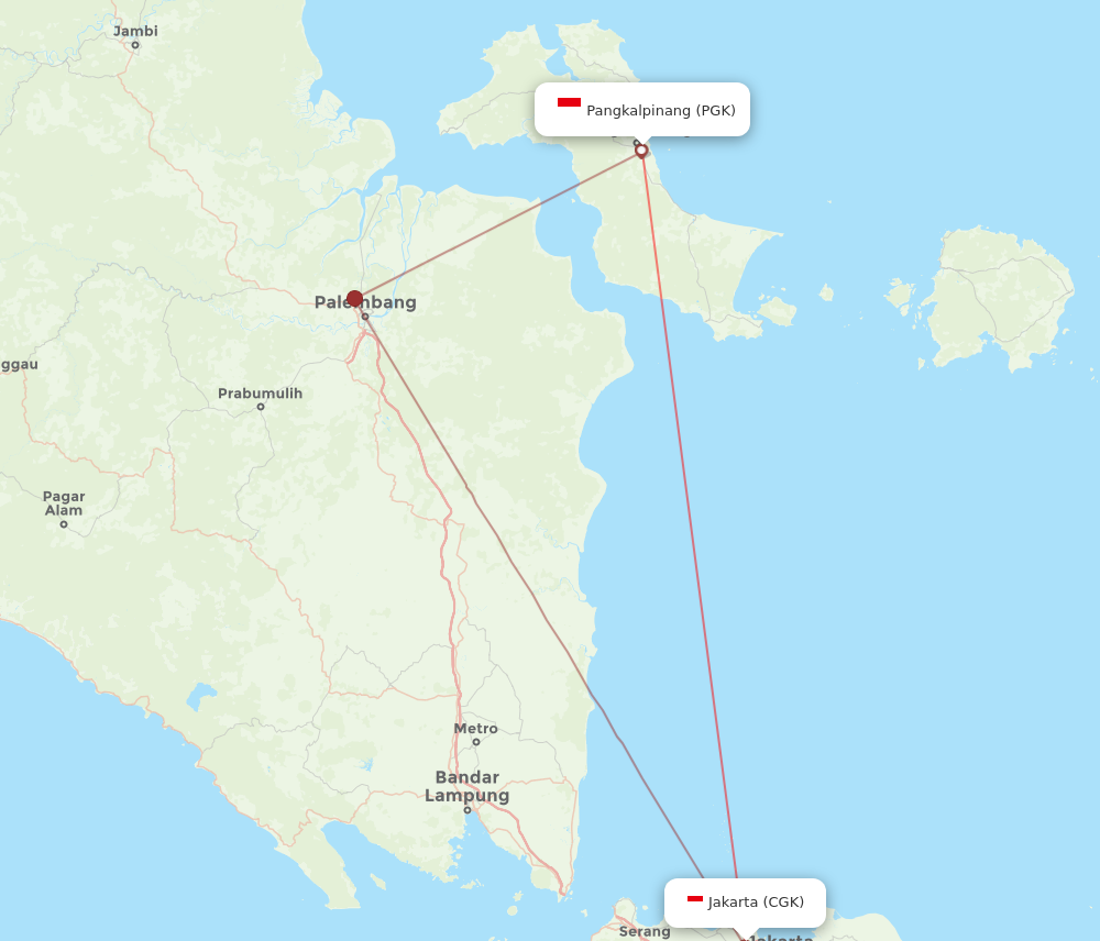 PGK to CGK flights and routes map