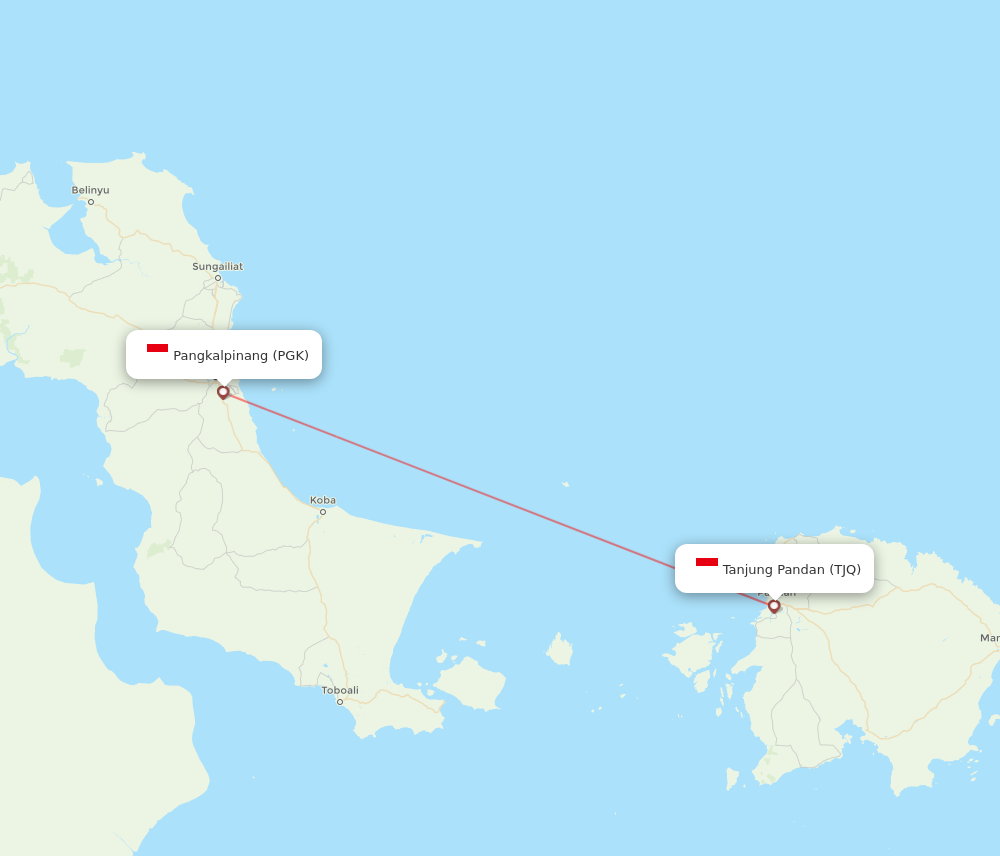 PGK to TJQ flights and routes map