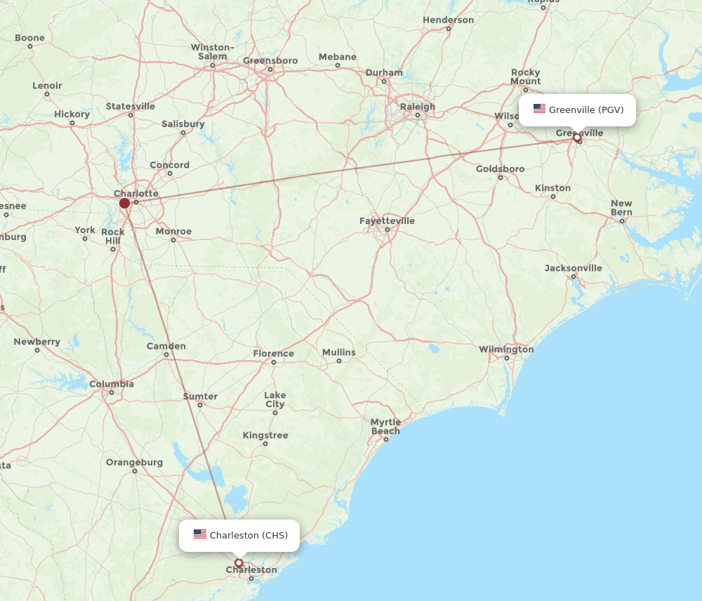 PGV-CHS flight routes