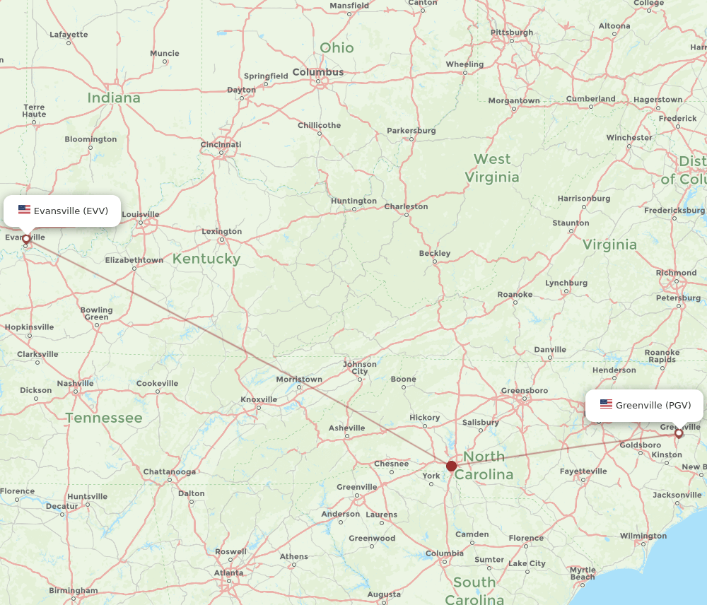 PGV-EVV flight routes