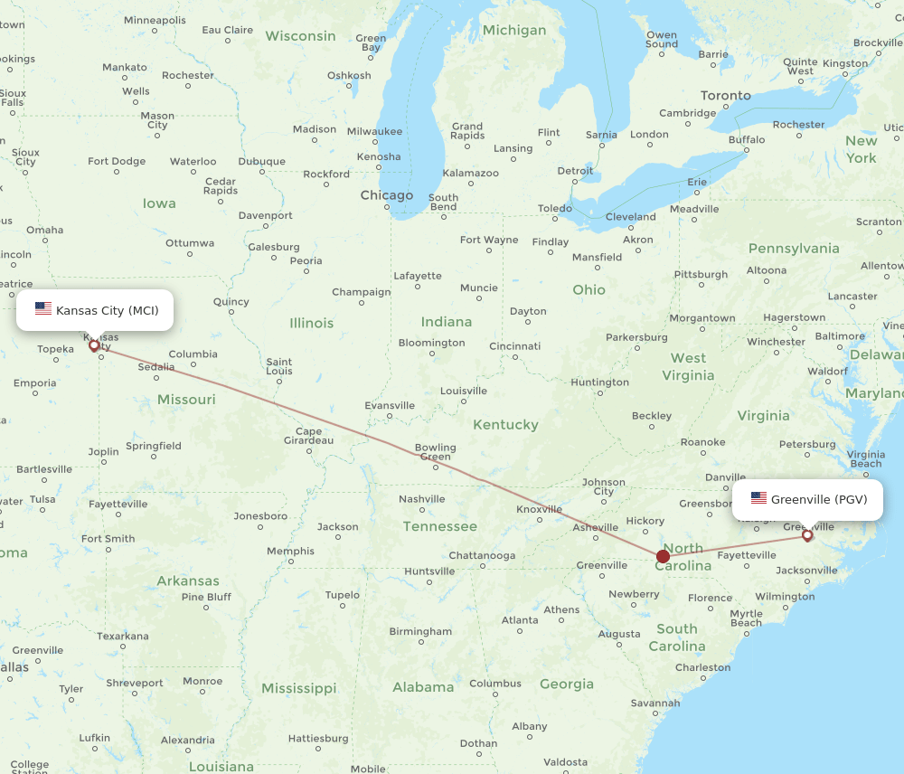 PGV-MCI flight routes