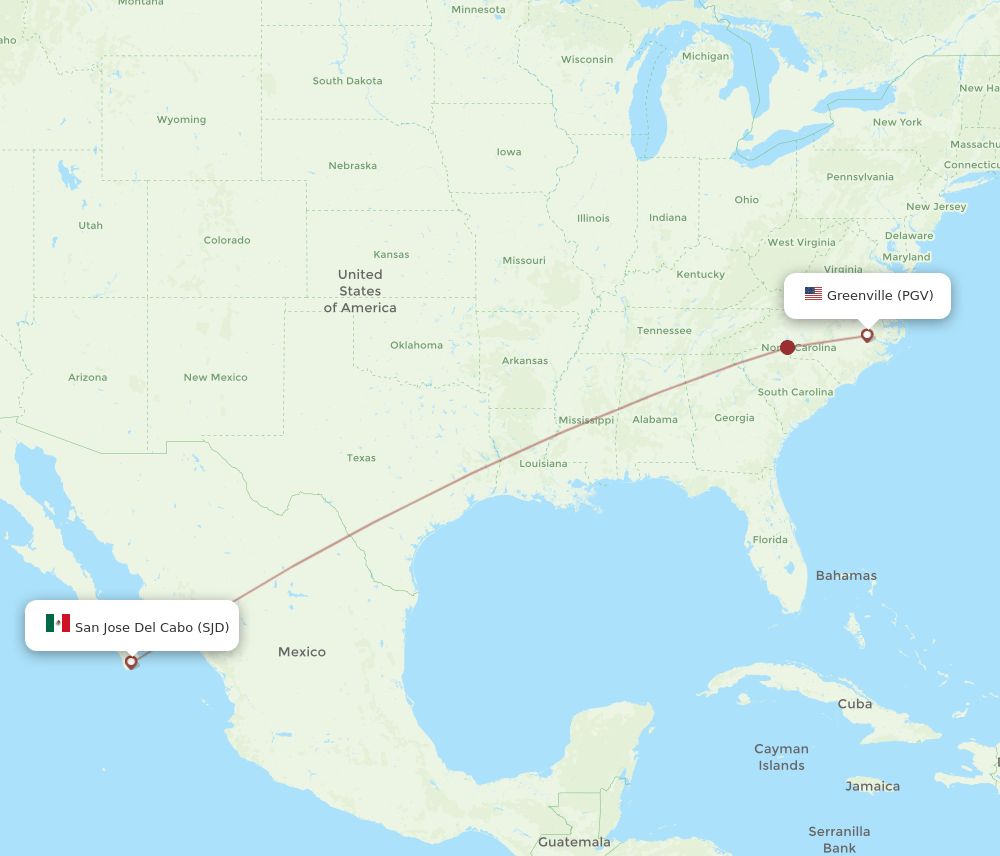 PGV-SJD flight routes
