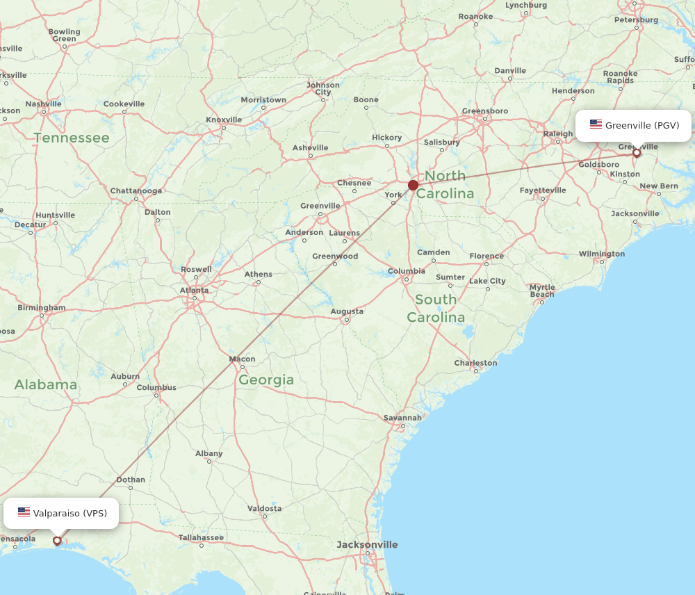 PGV-VPS flight routes