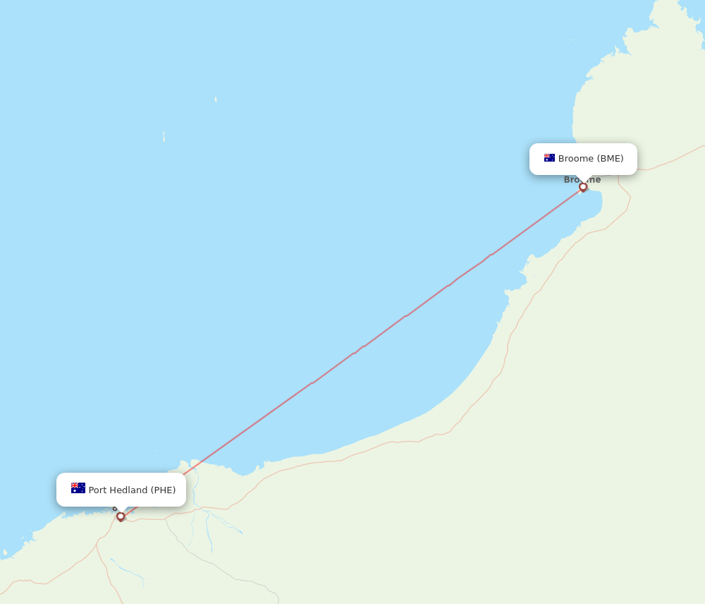 PHE to BME flights and routes map