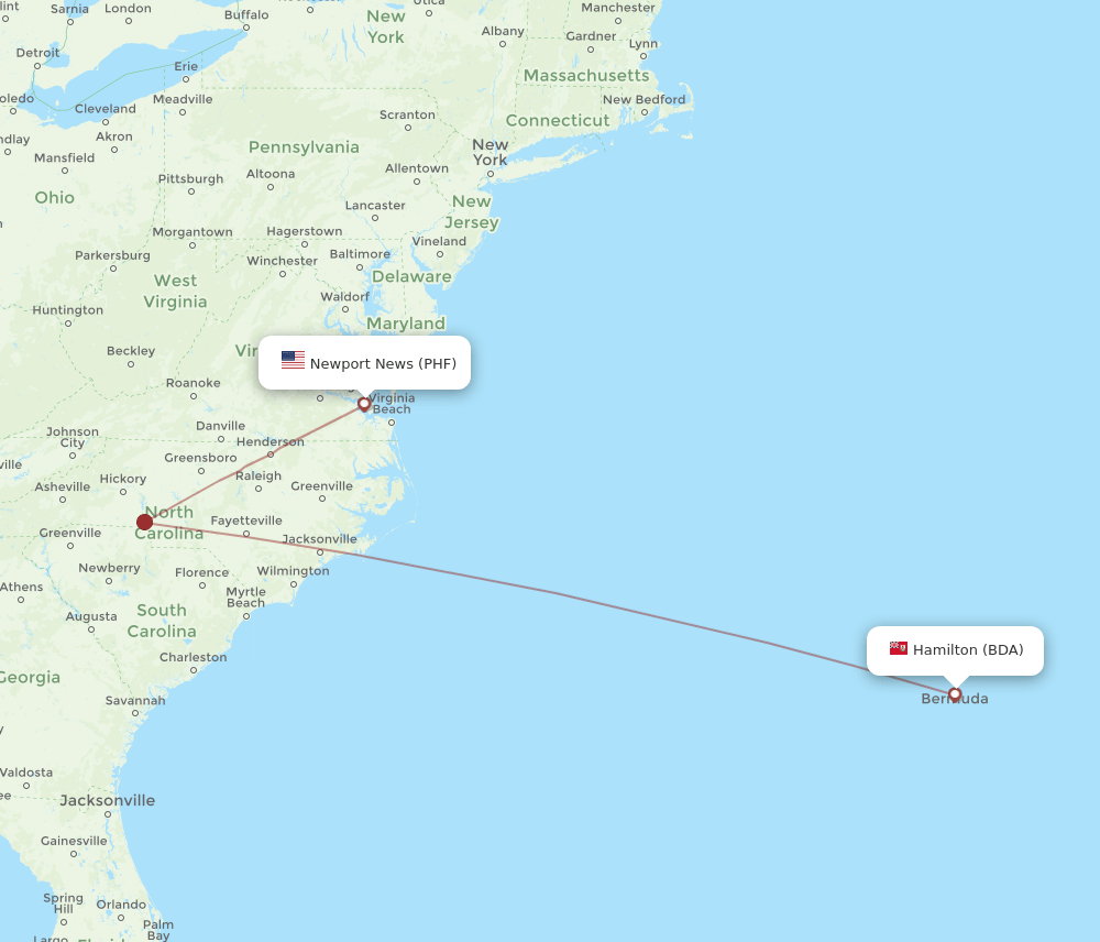 PHF-BDA flight routes
