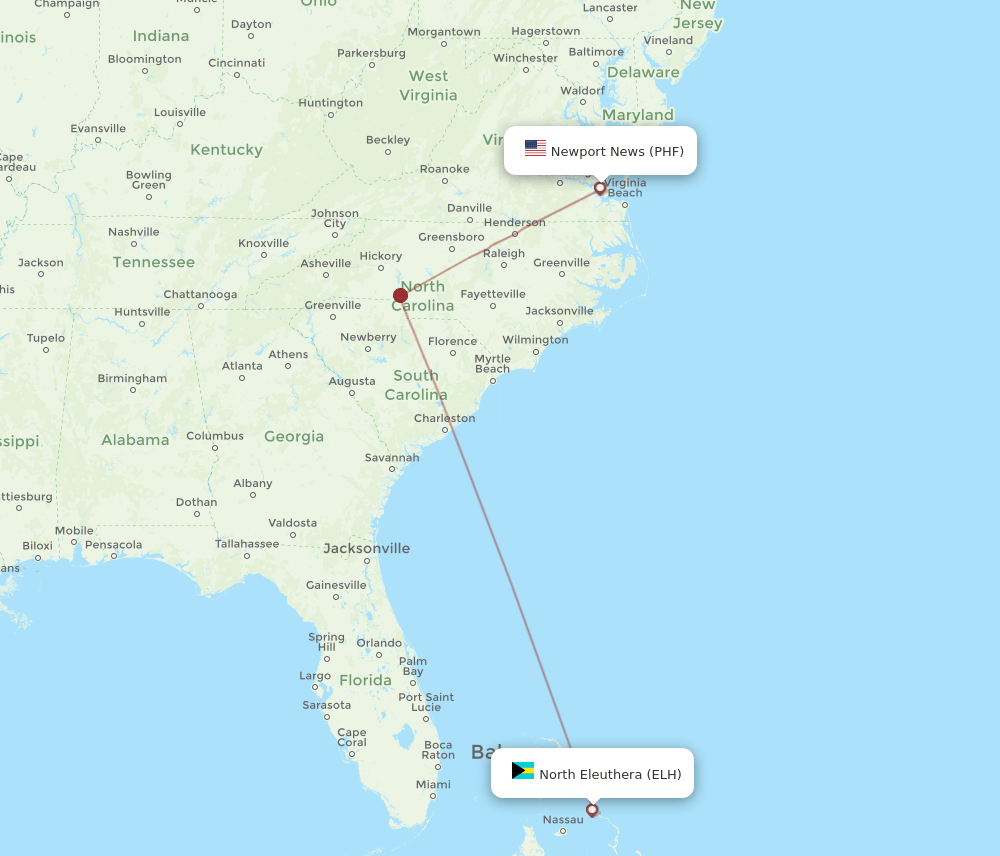 PHF-ELH flight routes