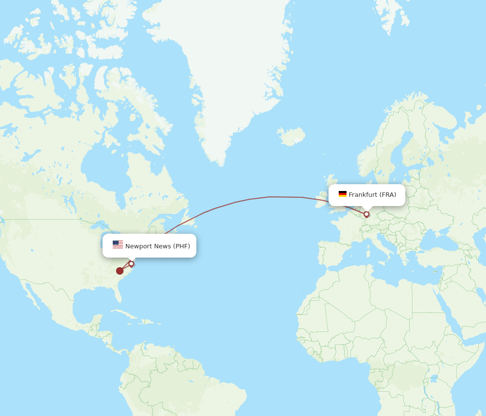 PHF-FRA flight routes