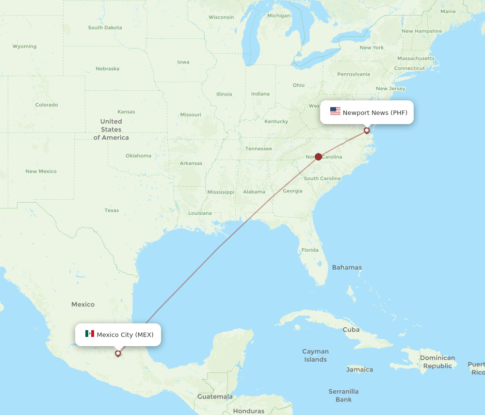 PHF-MEX flight routes
