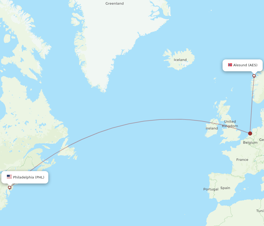 PHL-AES flight routes