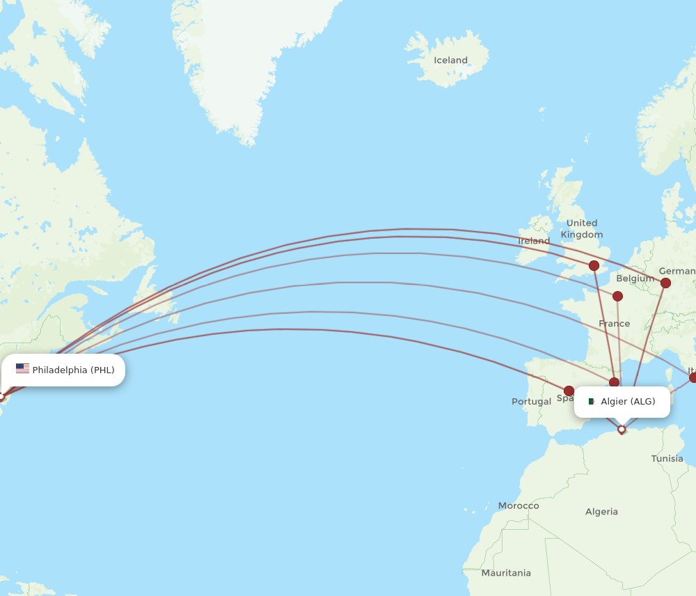 PHL-ALG flight routes