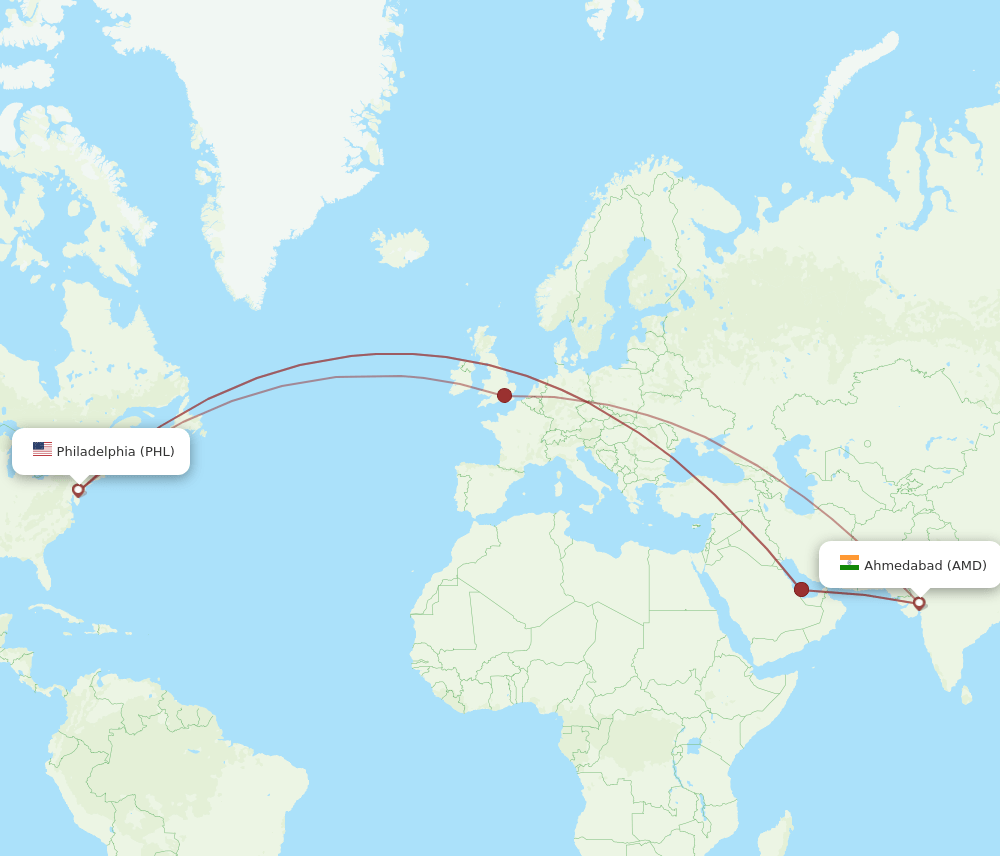 PHL-AMD flight routes