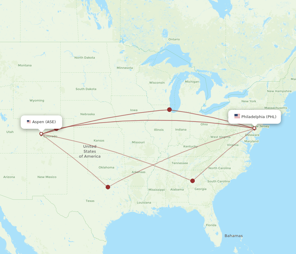 PHL-ASE flight routes