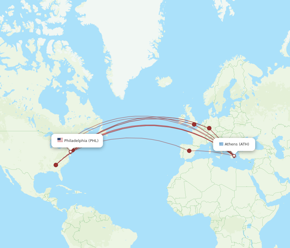 PHL-ATH flight routes