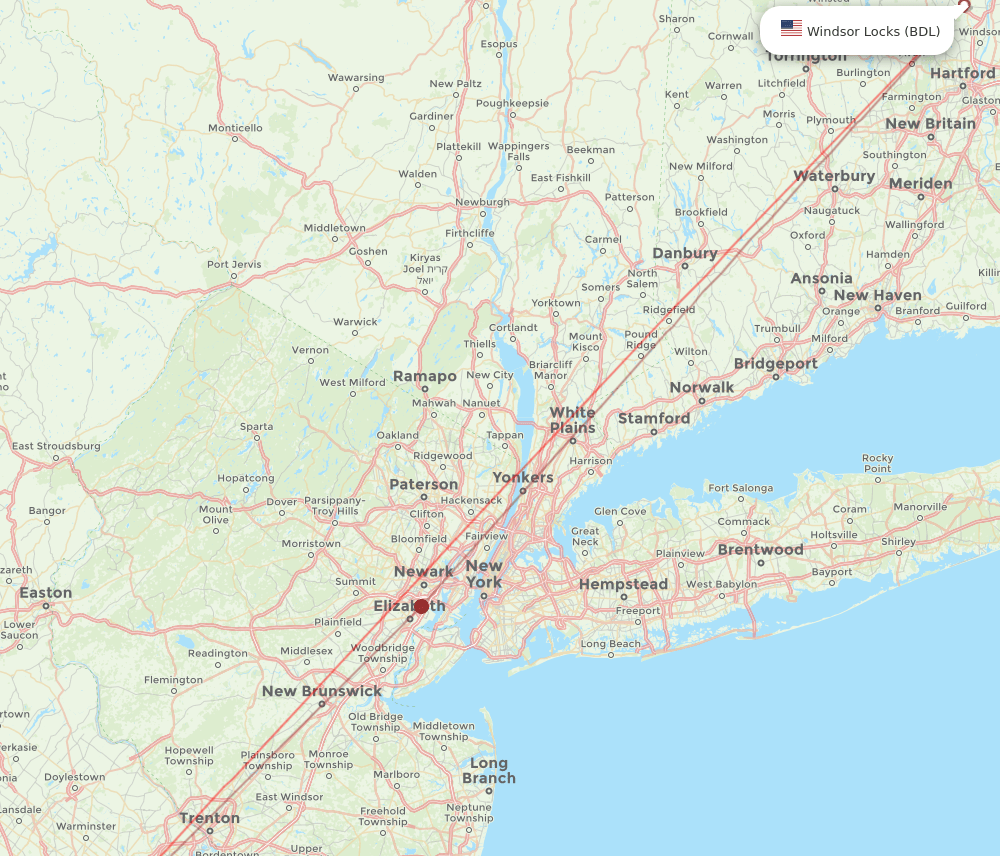 PHL-BDL flight routes