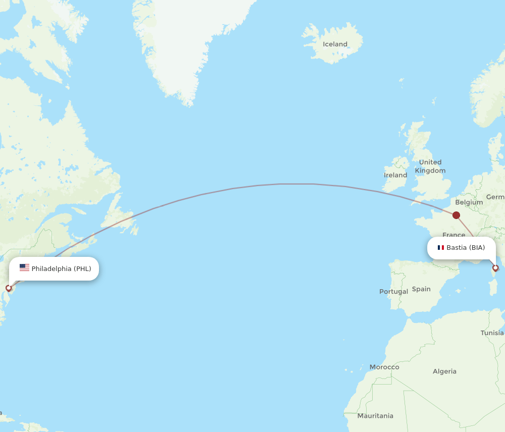 PHL-BIA flight routes