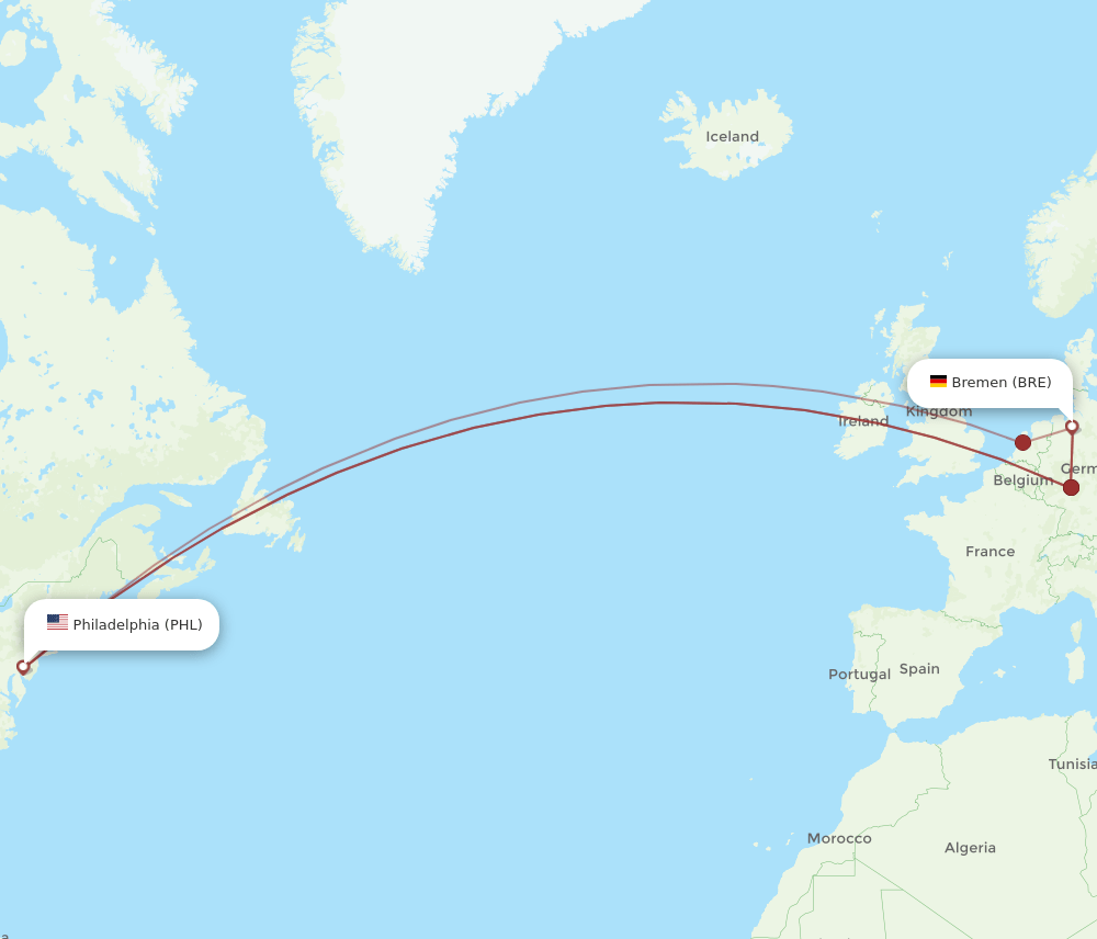 PHL-BRE flight routes