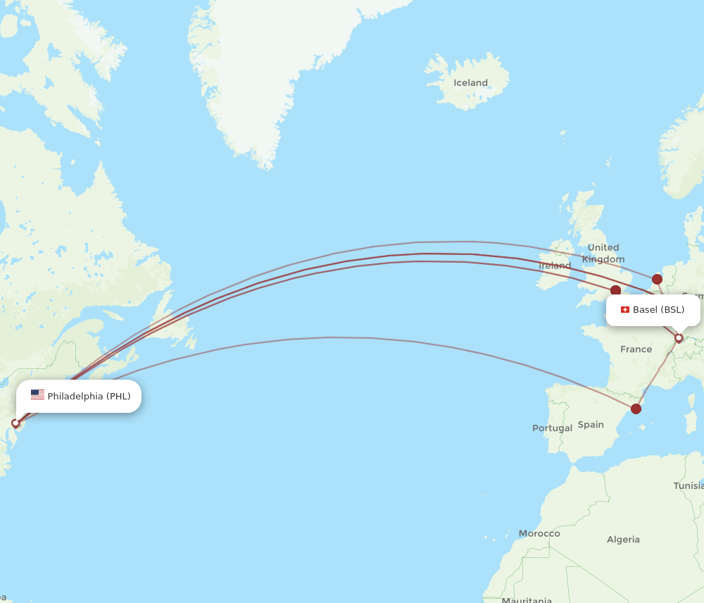 PHL-BSL flight routes