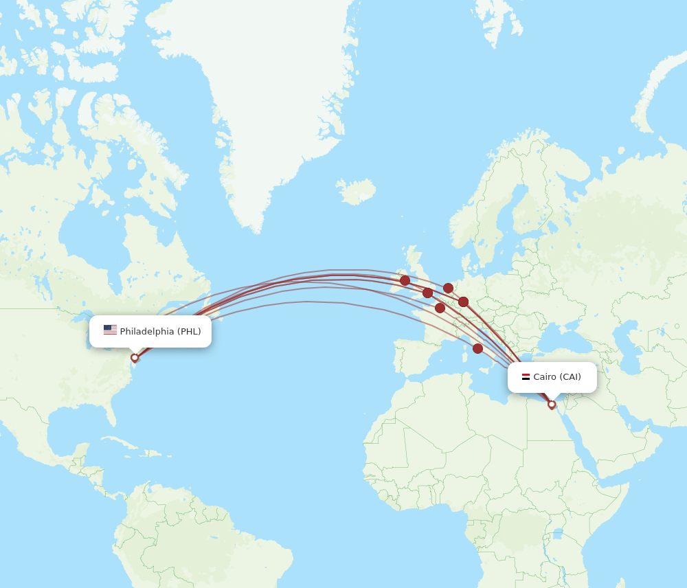 PHL-CAI flight routes