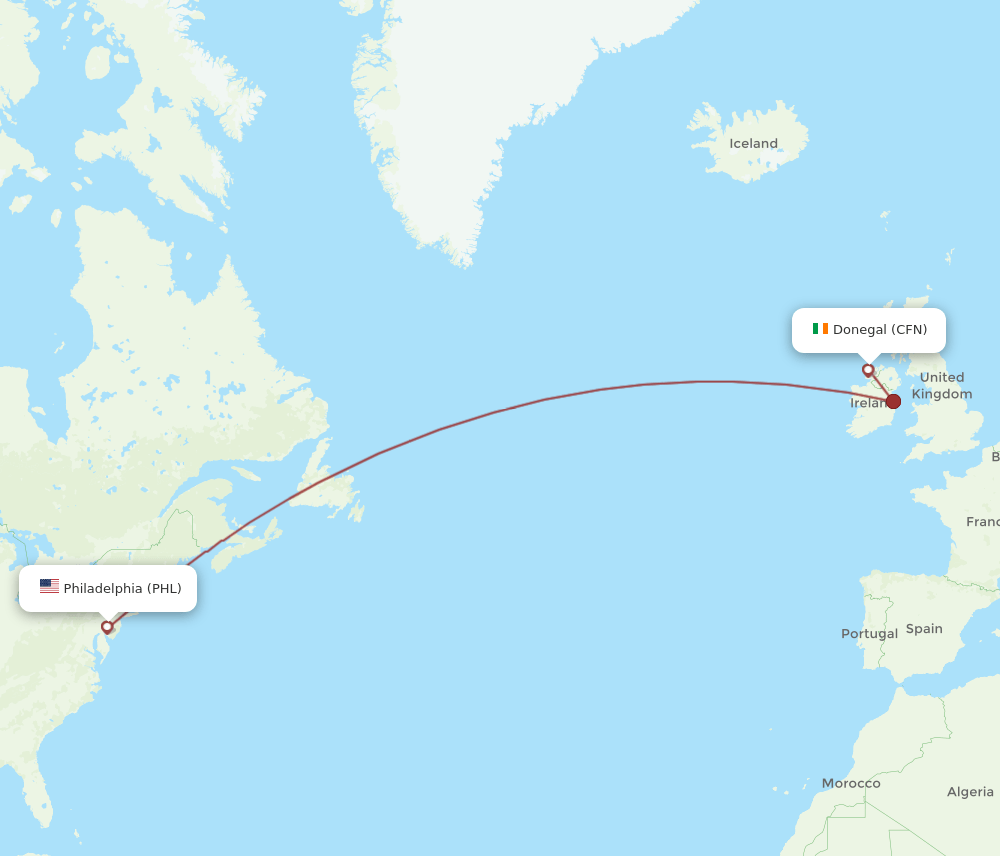 PHL to CFN flights and routes map